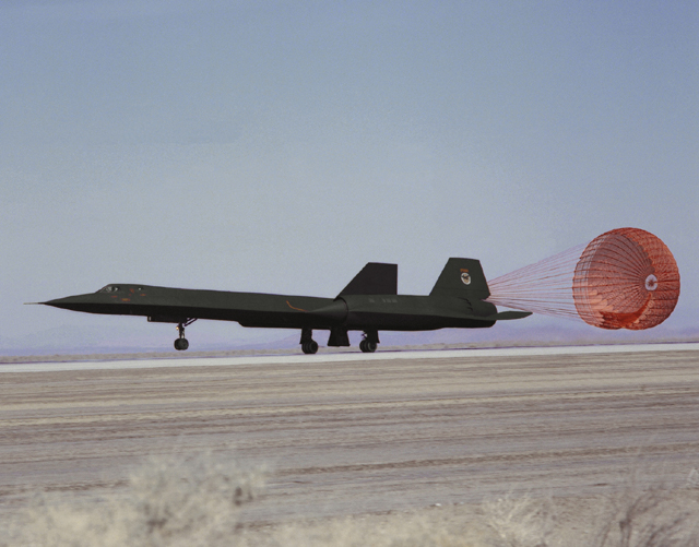 Space History Photo: SR-71 Landing with Drag Chute